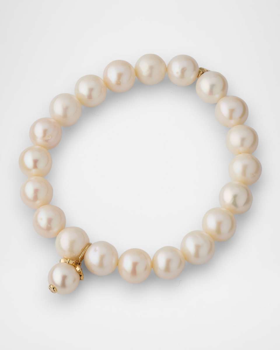 Marquise Eye Bead Charm on Freshwater Pearl Bead Bracelet